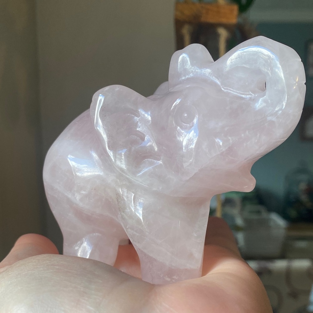 Rose Quartz Elephant Figurine
